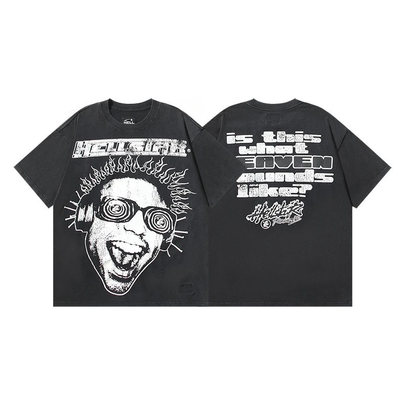 - Kakobuy Hellstar American hipster high street washed old vintage print t-shirt