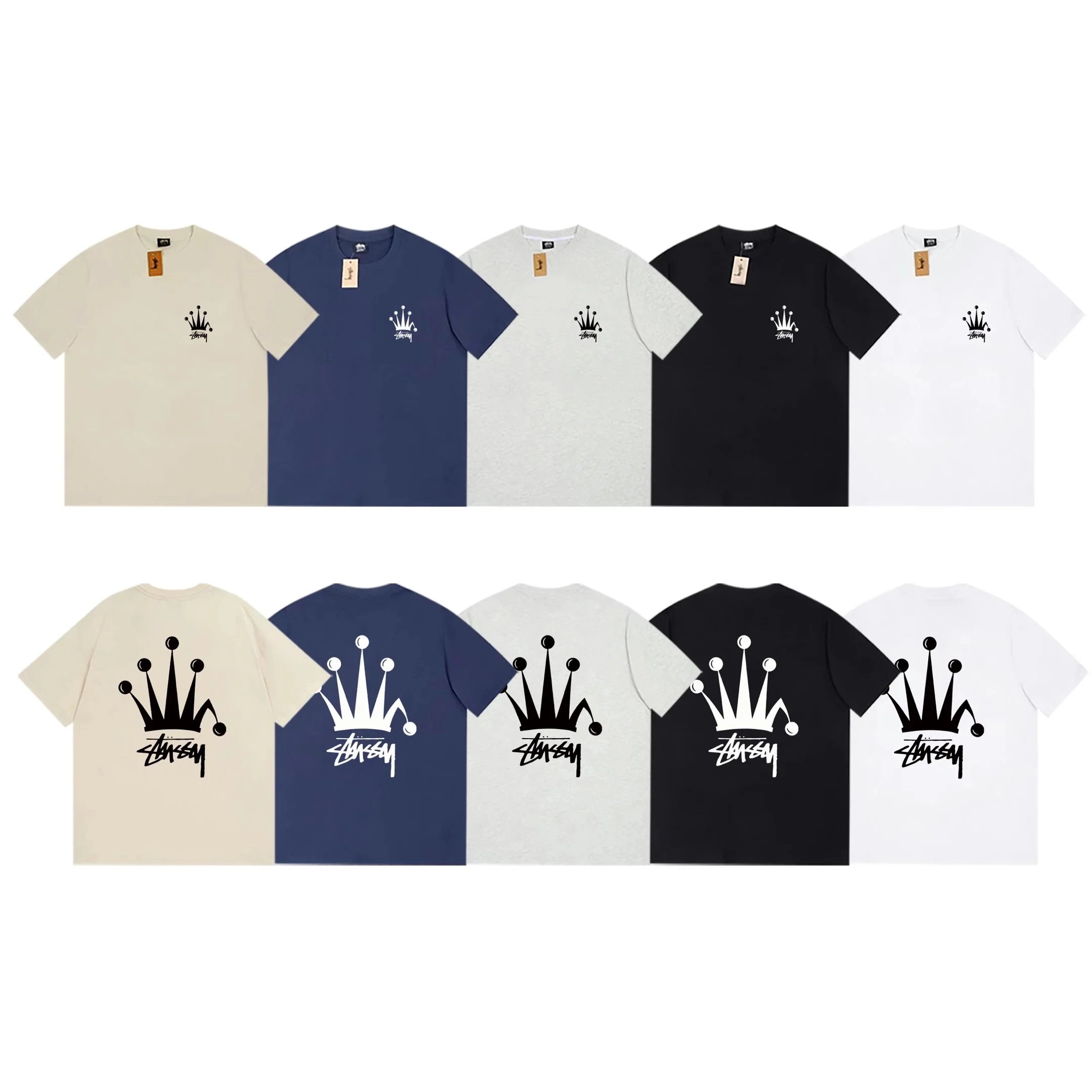 - Kakobuy Stussy Crown Printed Crew Short Sleeve T-Shirt