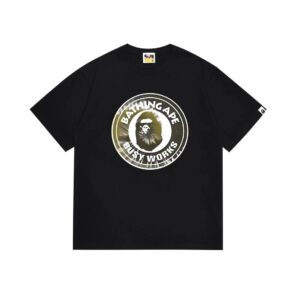 Kakobuy BAPE Tie-Dye Ape Head Letter Round Badge Printed Short Sleeve T-Shirt