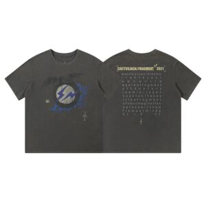 Kakobuy TravisScott&FragmentDesign Washed Eagle Lightning Animal Print Short Sleeve T-Shirt