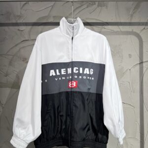 Kakobuy Balenciaga Triple Patchwork Color Red Double Ring Print Patchwork Punch Jacket