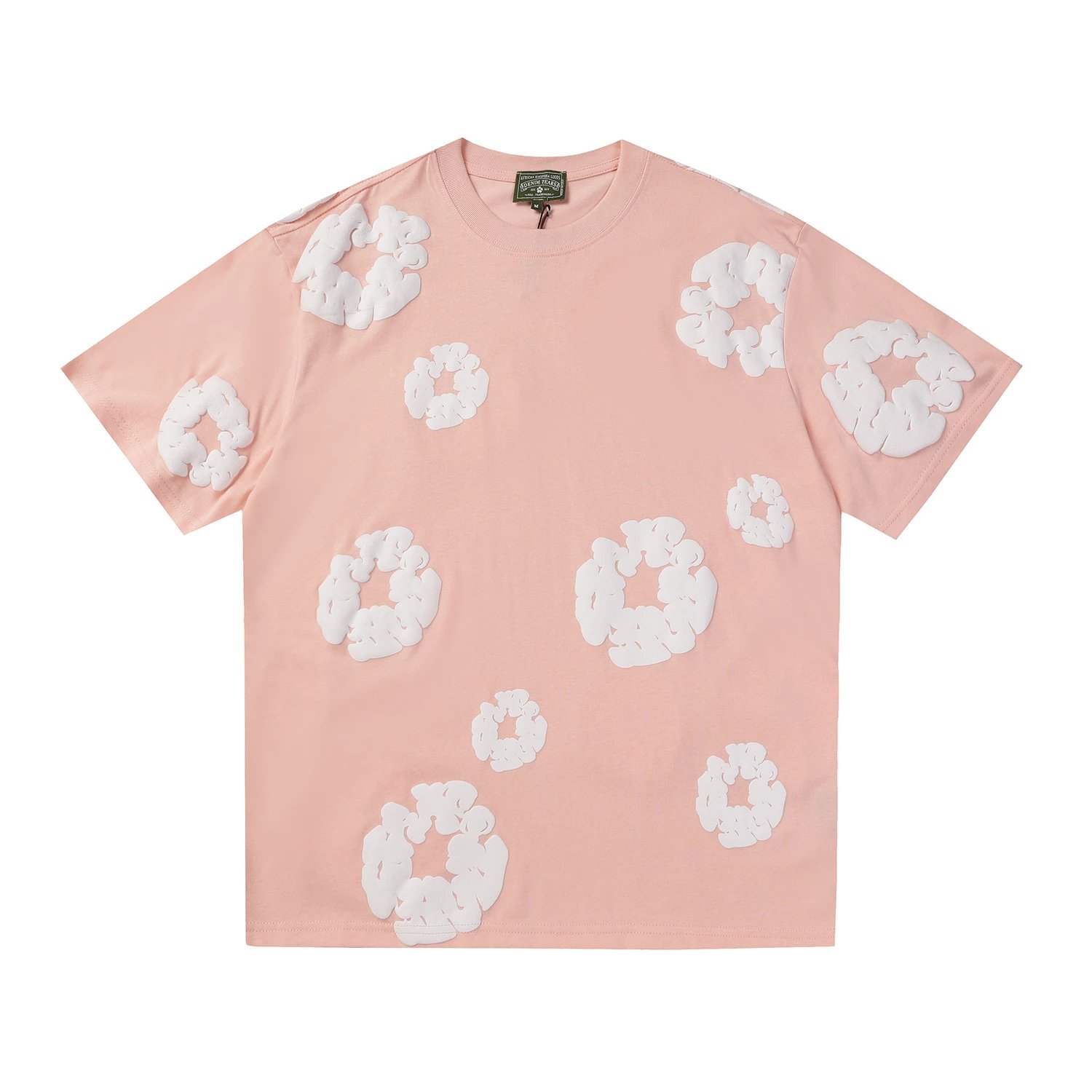 - Kakobuy DENIM TEARS Foam Print High Street Short Sleeve Pink
