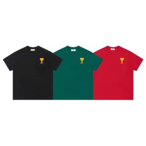 Kakobuy Korean stars with the same Ami macaroon cotton short-sleeved T-shirt gold embroidery heart logo