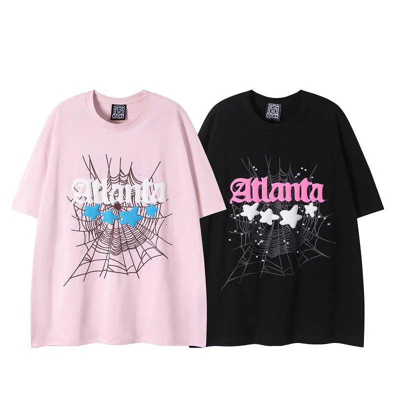 - Kakobuy Sp5der cotton T-shirt men's trend printing stars spider web logo