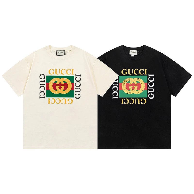 - Kakobuy Gucci cotton T-shirt retro double ring print logo
