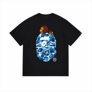 Kakobuy bape Monkey Camouflage Short Sleeve black and blue camouflage