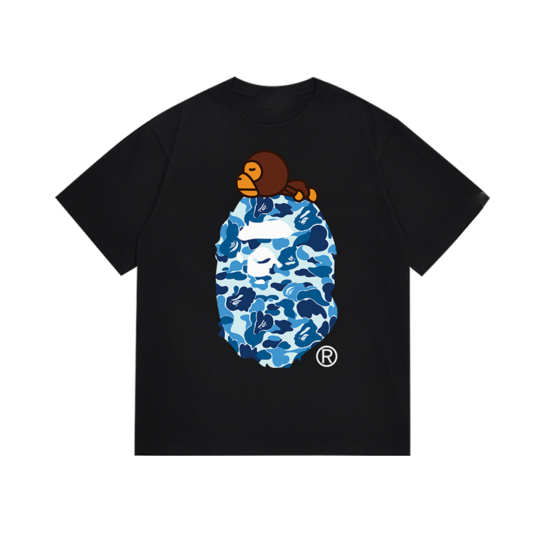- Kakobuy bape Monkey Camouflage Short Sleeve black and blue camouflage