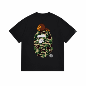 Kakobuy bape Monkey Camouflage Short Sleeve Black Green Camo