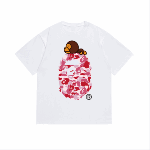 Kakobuy bape Monkey Camouflage Short Sleeve White Pink Camo