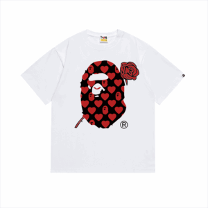 Kakobuy bape Valentine's Day series rose print short sleeve men's