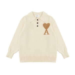 Kakobuy AMI PARIS Gold Thread Heart Logo Polo Sweater