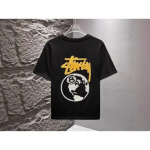 Kakobuy Stussy black eight short sleeve is not offset printing is (towel embroidery)