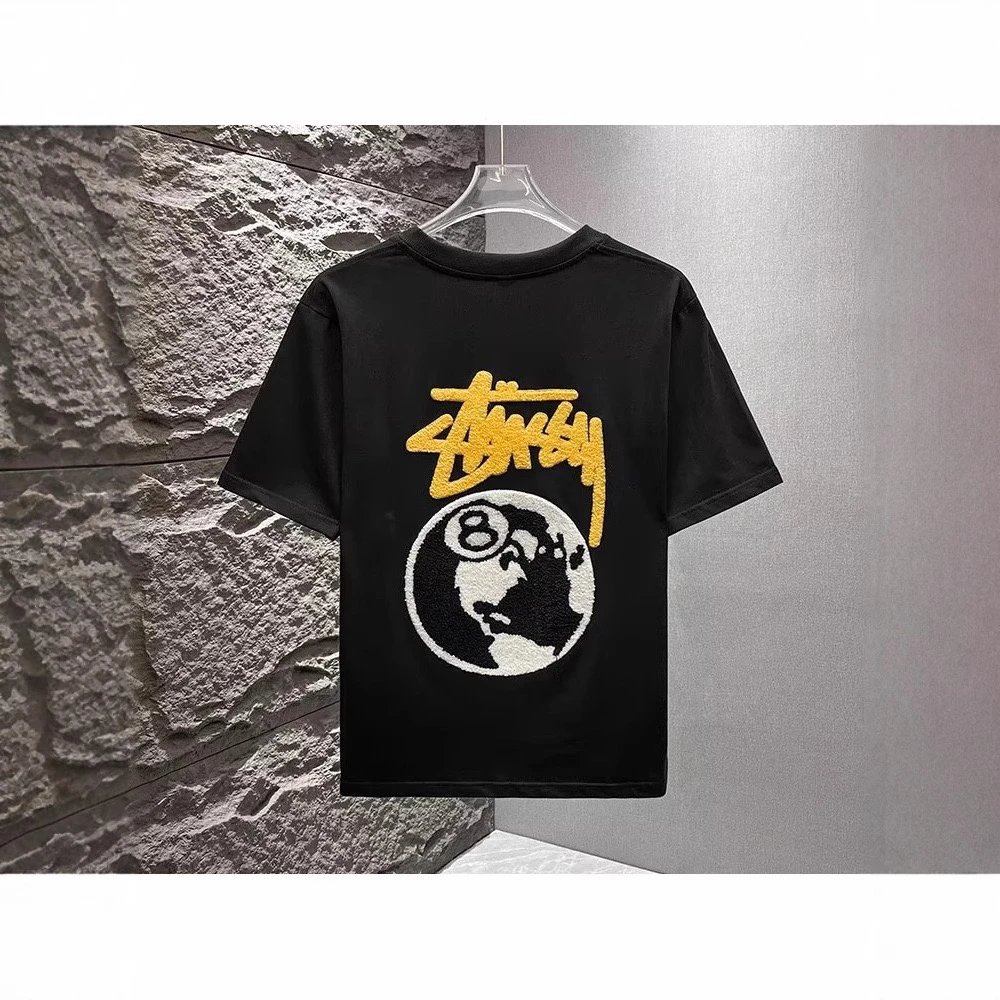 - Kakobuy Stussy black eight short sleeve is not offset printing is (towel embroidery)