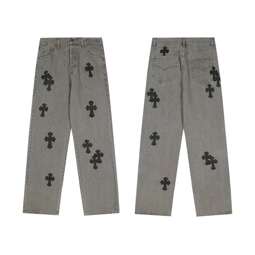 - Kakobuy Chrome Hearts Cross Denim Patch Jeans