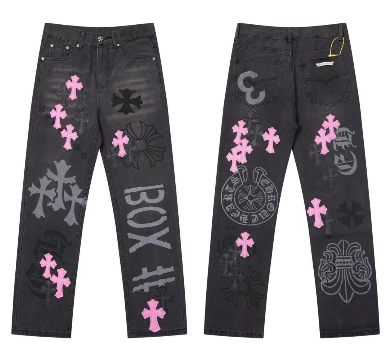 - Kakobuy Chrome Hearts Cross Denim Patch Jeans