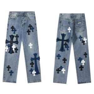 Kakobuy Chrome Hearts Cross Denim Patch Jeans