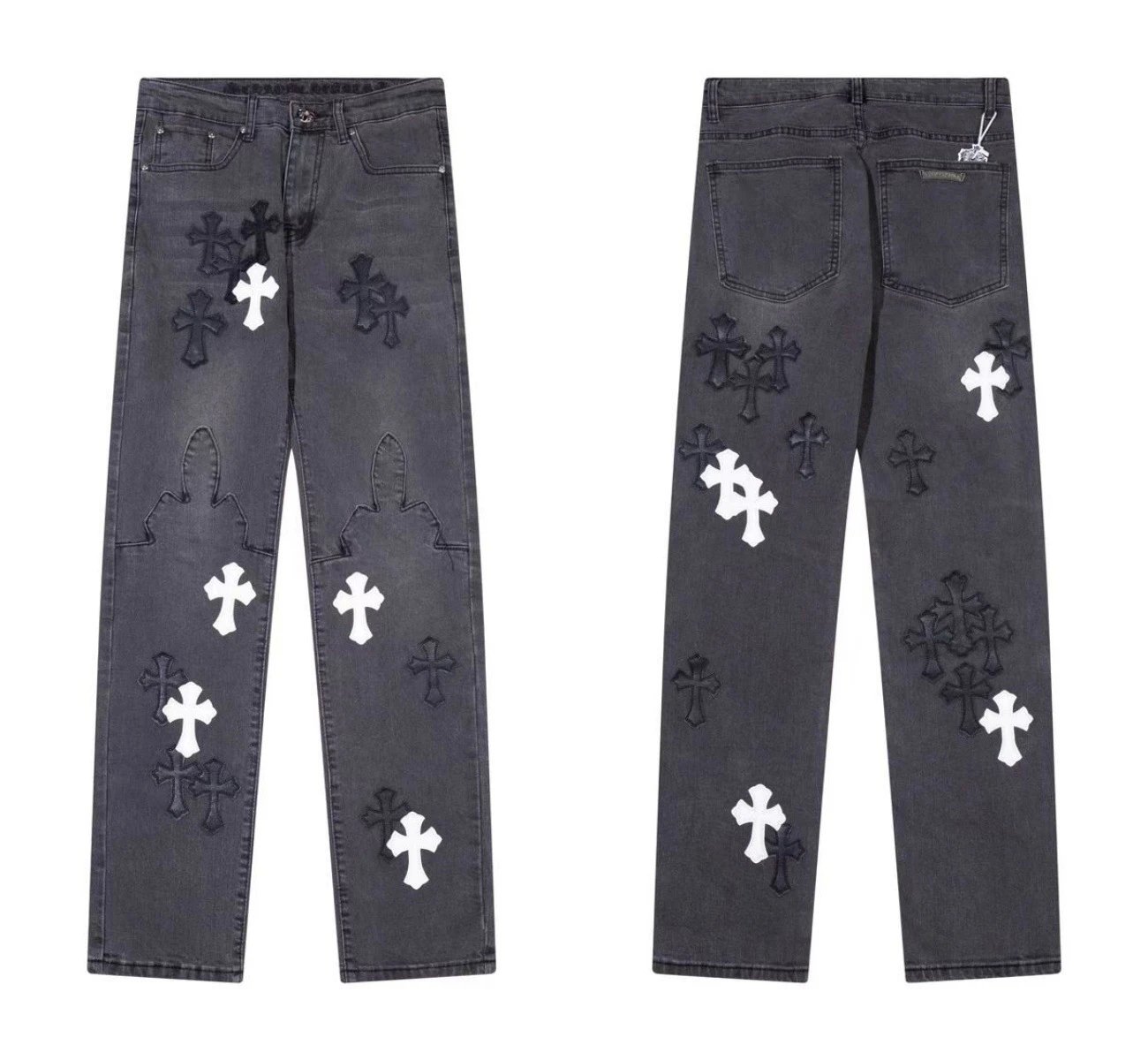 - Kakobuy Chrome Hearts Cross Denim Patch Jeans