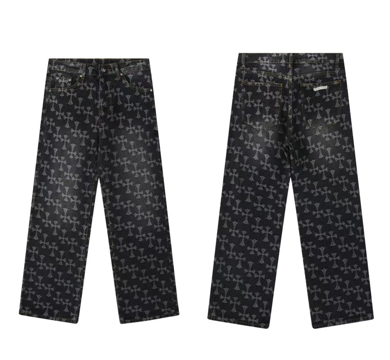 - Kakobuy Chrome Hearts Cross Denim Patch Jeans