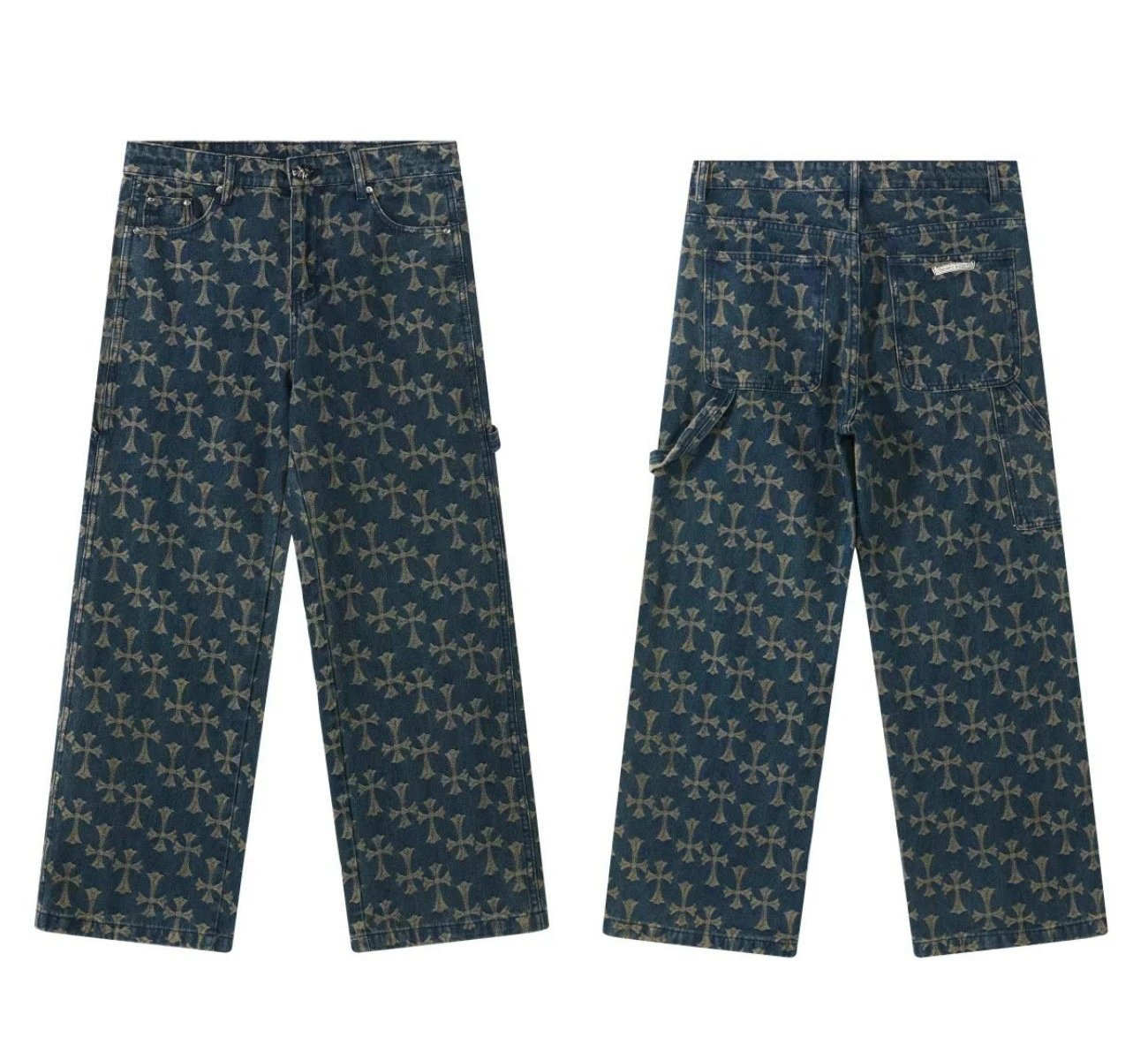 - Kakobuy Chrome Hearts Cross Denim Patch Jeans