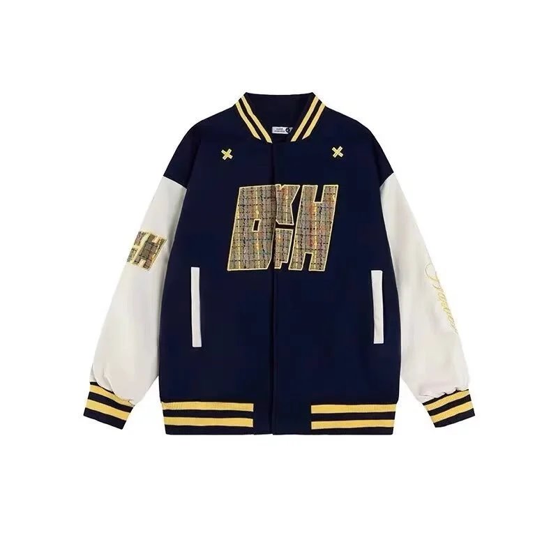 - Kakobuy AC Milan Heavy Craft Embroidery Patchwork Leather Sleeve OFF Hundred Baseball Jacket