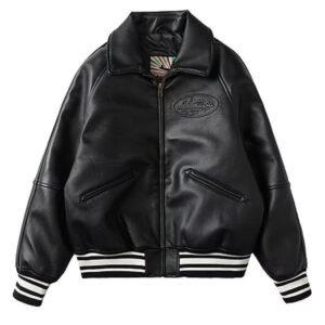 Kakobuy AC Milan Heavy Craft Embroidery Patchwork Leather Sleeve OFF Hundred Baseball Jacket