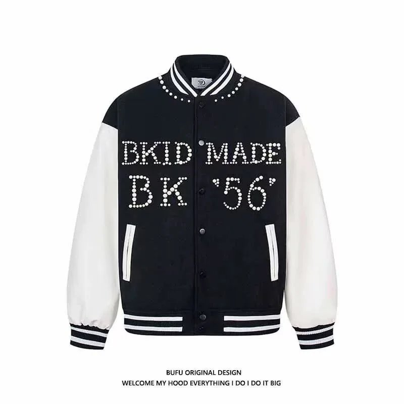 - Kakobuy AC Milan Heavy Craft Embroidery Patchwork Leather Sleeve OFF Hundred Baseball Jacket
