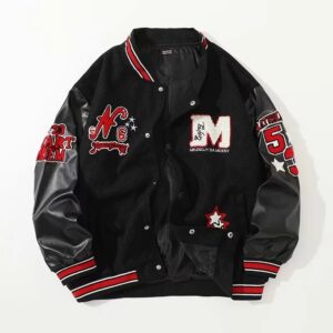 Kakobuy AC Milan Heavy Craft Embroidery Patchwork Leather Sleeve OFF Hundred Baseball Jacket