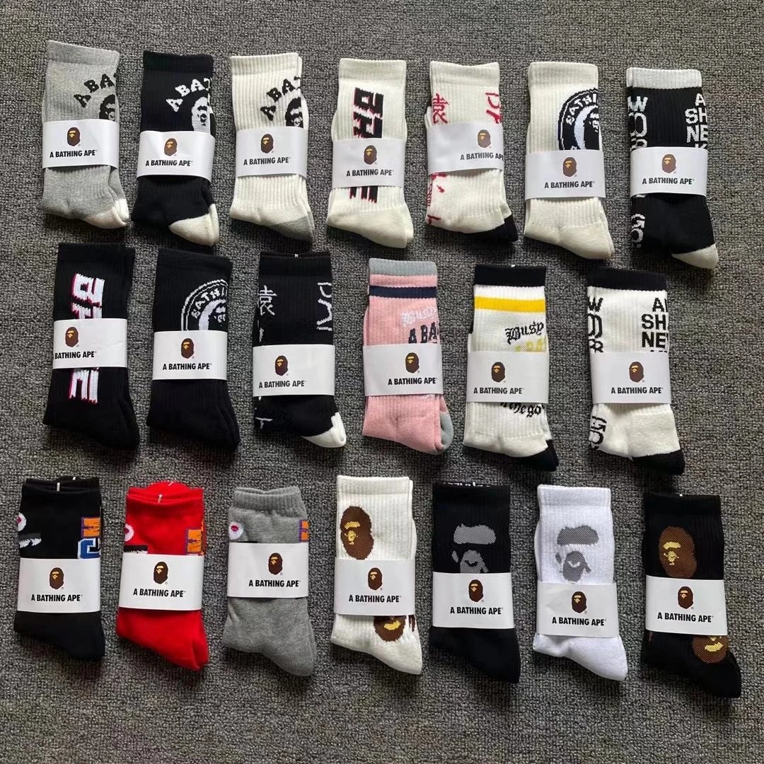 - Kakobuy Bape Printed Logo Long Short Sports Skate Socks Multi-Color Collection