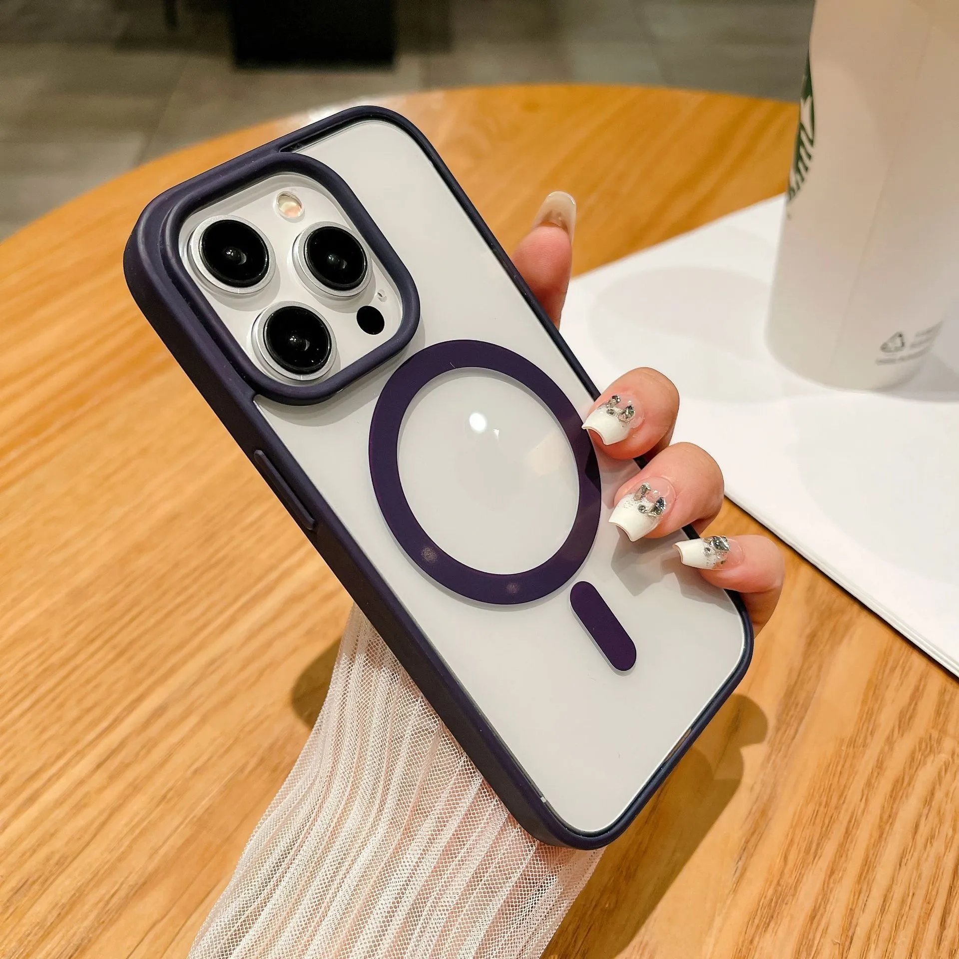 - Kakobuy Apple Transparent Magnetic Electroplated Frame Phone Case