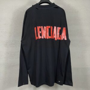 Kakobuy Balenciaga High Version SS25 Waxed Paper Tape Pulp Printing Washed and Distressed Long Sleeve