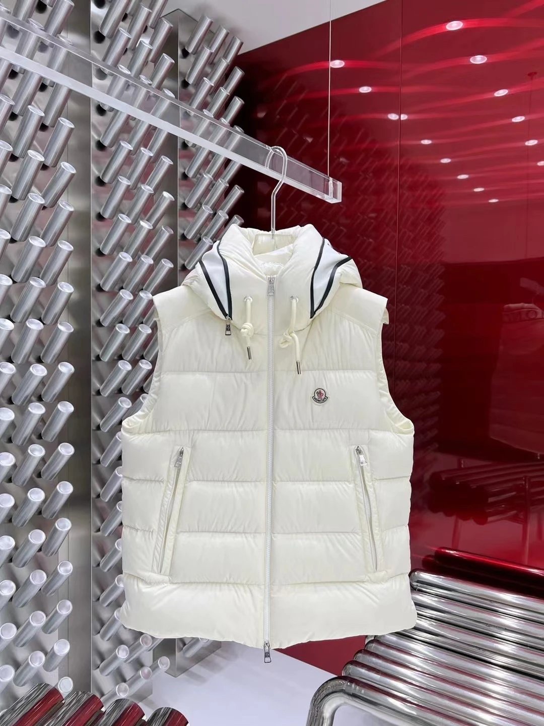 - Kakobuy Moncler White Duck Down Multi-Color Hooded Vest