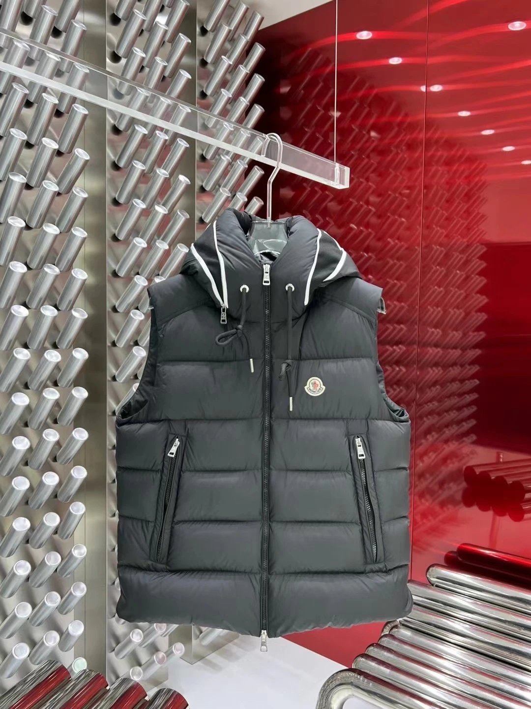 - Kakobuy Moncler White Duck Down Multi-Color Hooded Vest