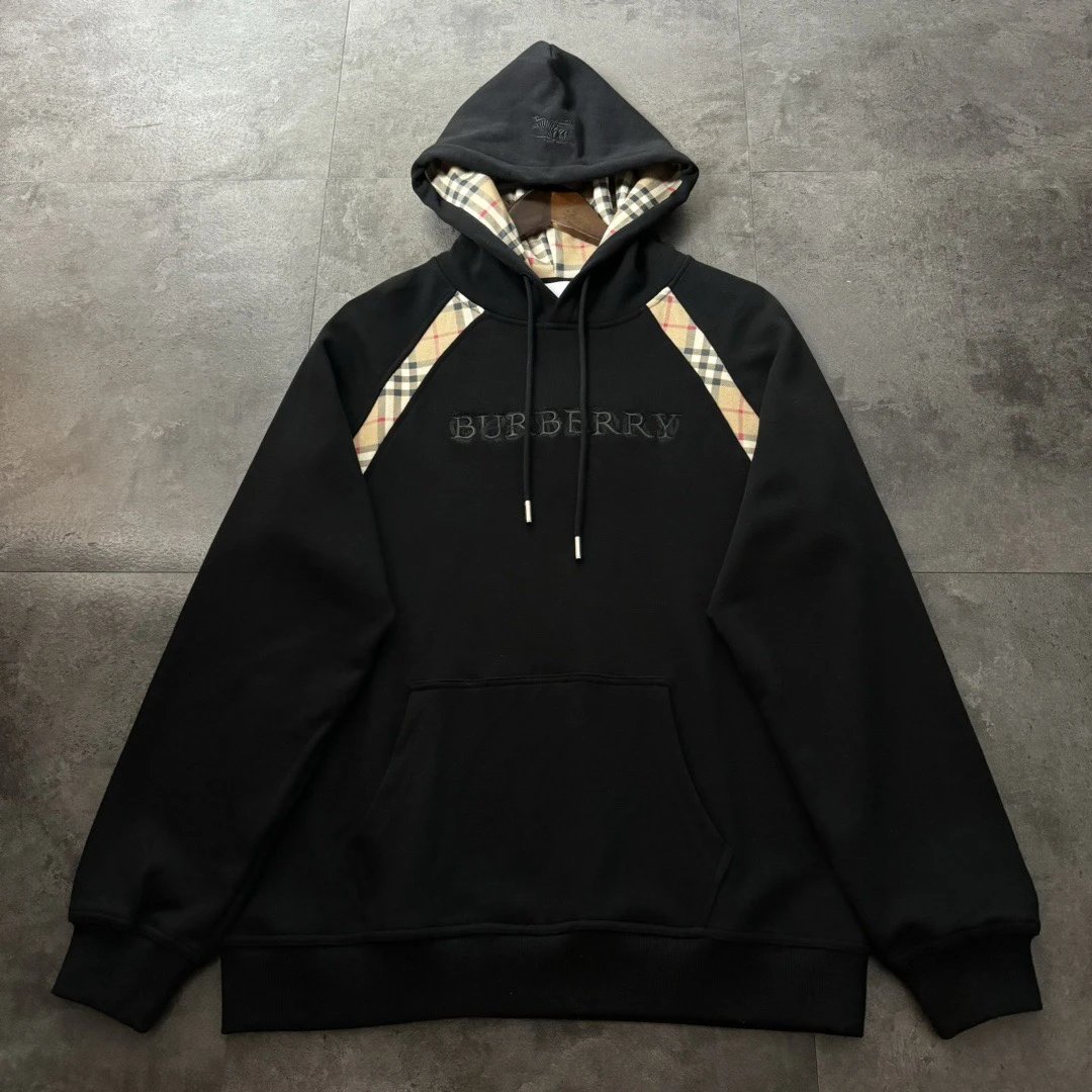 - Kakobuy Burberry Classic Check Embroidered Hoodie Black