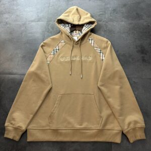 Kakobuy Burberry Classic Check Embroidered Hoodie Khaki