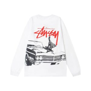 Stussy Crew Neck Letter Print Car Beauty Graphic Long Sleeve American Vintage Hoodie