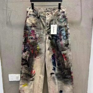 Acne Studios FW25 New Ink-Splattered Distressed Paint Trousers