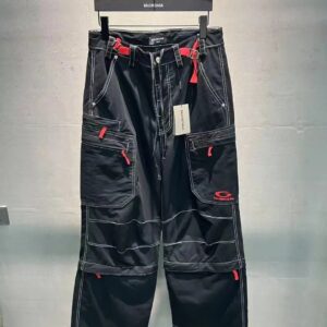 Balenciaga Paris 25SS New Black + Red Label Work Pants