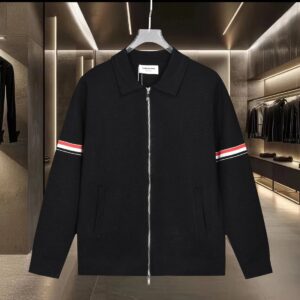 Thom Browne Classic Color-Blocked Four-Stripe Knit Wool Sweater