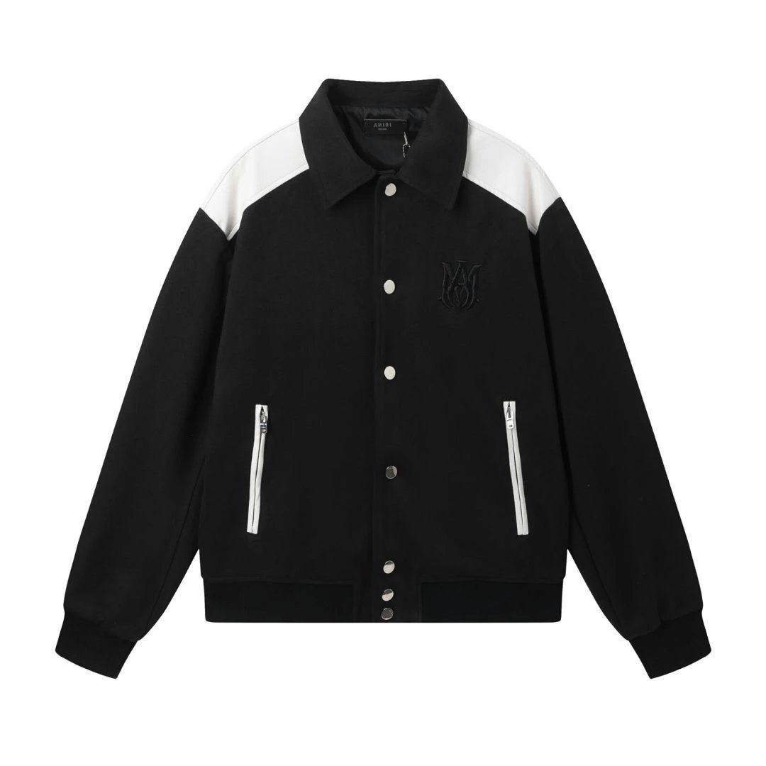 - AMIRI Embroidered Logo Baseball Jacket in Black