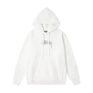 Stussy Chest Logo Embroidered Hooded Retro American Sweatshirt Unisex Style