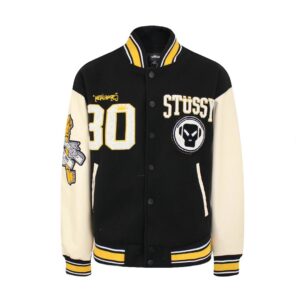 Stussy x Metalheadz 30th Anniversary Collaboration Embroidered Towel Baseball Jacket