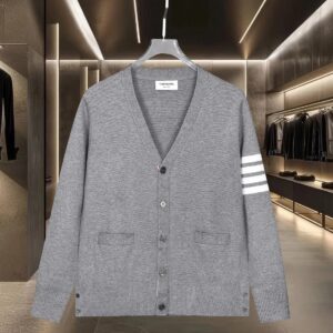 Thom Browne Classic Color-Blocked Four-Stripe Knit Wool Sweater