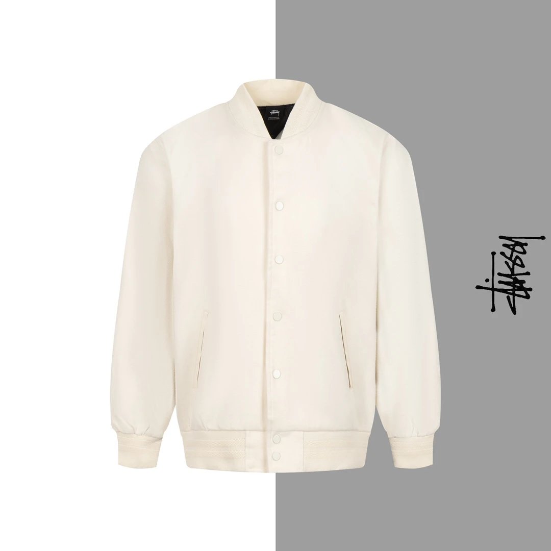 - Stussy Flocked Letter Wool Jacket