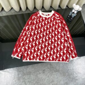 dior 24fw New Arrival Cashmere Jacquard Towel Embroidery Zipper Long Sleeve Pullover Sweater
