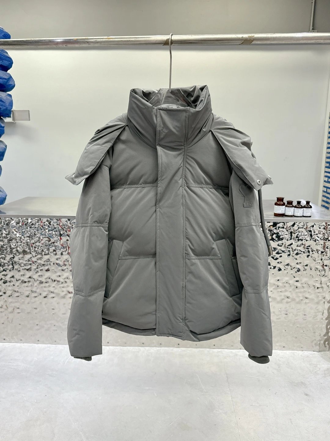 - AMI Gray Workwear Down Jacket