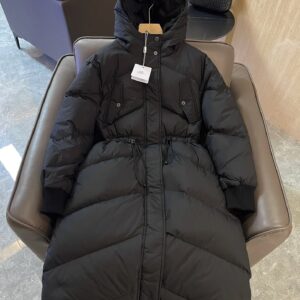 Hermes Long Hooded Down Jacket in Black
