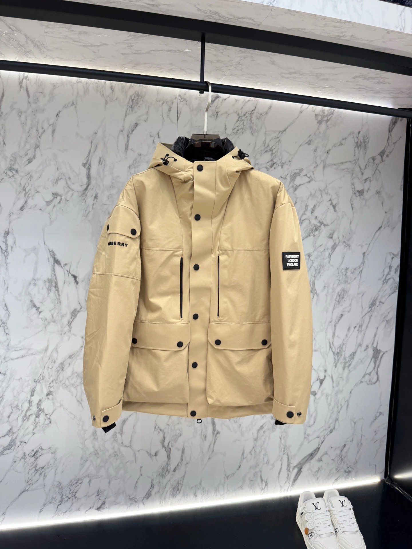 - Burberry Beige Workwear Hooded Jacket