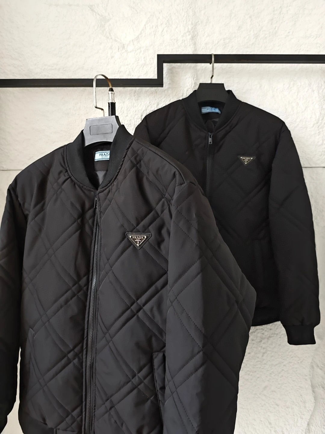- Prada Black Diamond Quilted Baseball Jacket