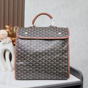 Goyard Y-Pattern Black and Brown Contrasting Color Flap Commuter Backpack