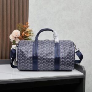 Goyard Chevron Navy-White French Vintage Travel Bag